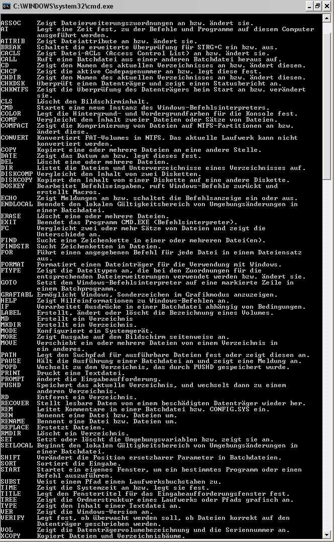 microsoft batch file commands